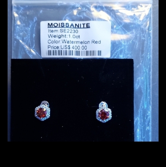 Moissanite Watermelon Red Earrings #24 - Picture 4 of 4